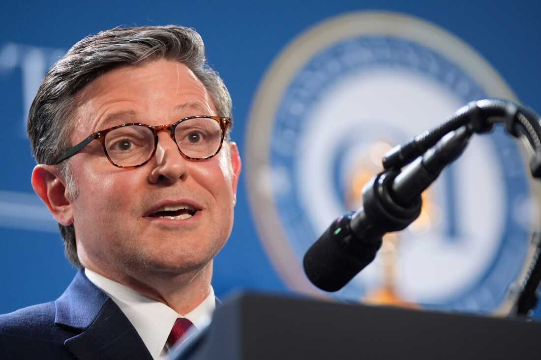 House Speaker Mike Johnson, R-La., speaks at the Republican Members Issues Conference on March 9, 2026, at Trump National Doral Miami in Doral, Fla. Johnson told reporters at the conference that recent anti-Muslim rhetoric has been animated by concerns about Sharia law.