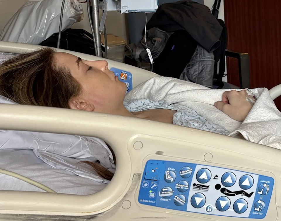 Melissa Diamond in a hospital bed.Credit: Melissa Diamond