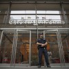 A police officer stands guard outside The New York Times building in New York, on June 28, 2018.