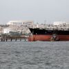 Iranian tanker docking at the platform of the oil facility in the Kharg Island, on the shore of the Persian Gulf. The island is responsible for 90% of Iran's oil exports, making it a lifeline for its economy.