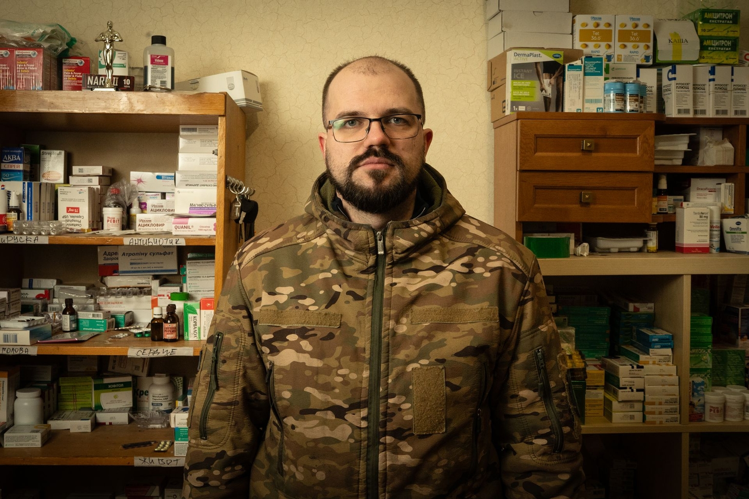 Dmytro, head of medical services for Ukraine's Khartiia Brigade in Donetsk Oblast on Jan. 25, 2026.