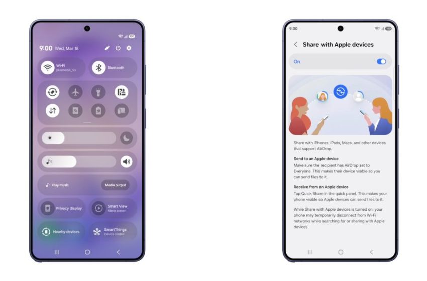  Samsung rolling out AirDrop over Quick Share on Galaxy S26