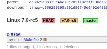 Linux 7.0-rc5 Git tag