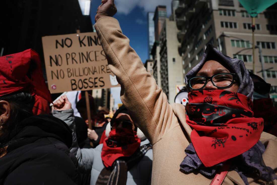 NEW YORK CITY - MARCH 28: Thousands of people participate in a 'No Kings' protest in Manhattan on March 28, 2026 in New York City. This is the third nationwide "No Kings" protest held against the Trump administration. (Photo by Spencer Platt/Getty Images)
