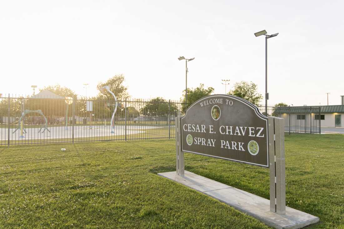 Cesar E. Chavez Park in Delano, Calif. In the fallout of the sexual abuse allegations against Chavez, the park is under review to be renamed by city council.