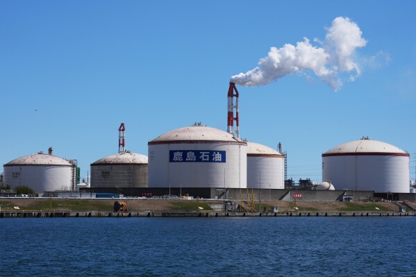 Part of Eneos group's Kashima oil refinery is seen in Kamisu, east of Tokyo, Sunday, March 15, 2026. (AP Photo/Hiro Komae)