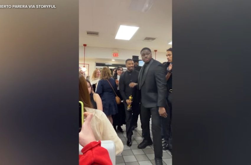  Michael B. Jordan stops at Hollywood In-N-Out after Oscar win