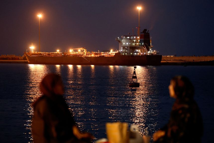 The Callisto tanker sits anchored in Port Sultan Qaboos as the traffic is down in the Strait of Hormuz, amid the US-Israeli conflict with Iran, in Muscat, Oman, March 12, 2026.