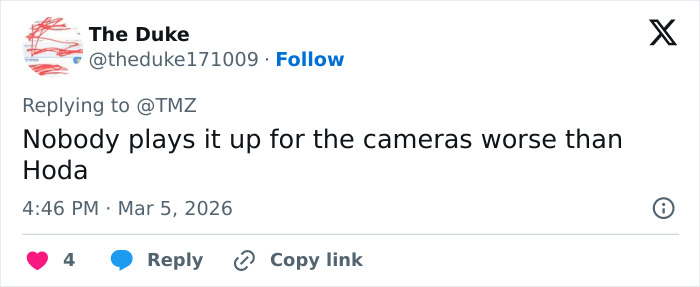 Tweet screenshot showing user The Duke commenting on toxic drama behind scenes of Savannah Guthrie’s tearful Today Show return. Tweet screenshot showing user The Duke commenting on toxic drama behind scenes of Savannah Guthrie’s tearful Today Show return.