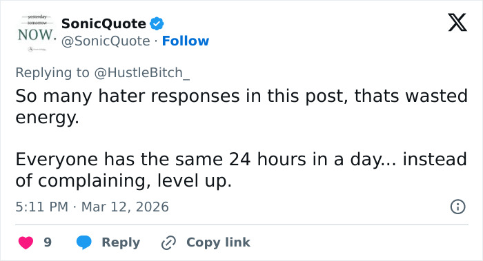 Screenshot of a social media reply discussing energy wasted on haters in Cindy Crawford full time job health debate. Screenshot of a social media reply discussing energy wasted on haters in Cindy Crawford full time job health debate.