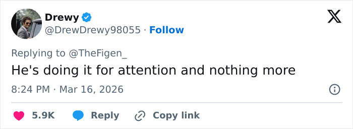 Screenshot of a tweet discussing Michael B. Jordan doing it for attention after the Oscars, raising eyebrows online.