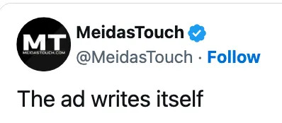 Tweet by MeidasTouch stating, "The ad writes itself."