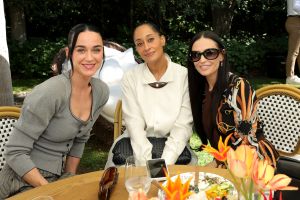 BEVERLY HILLS, CALIFORNIA - MARCH 11: (L-R) Katy Perry, Tracee Ellis Ross and Demi Moore attend the 98th Academy Awards Luncheon For Female Nominees Hosted by Diane von Furstenberg on March 11, 2026 in Beverly Hills, California. (Photo by Stefanie Keenan/Getty Images  for DVF)