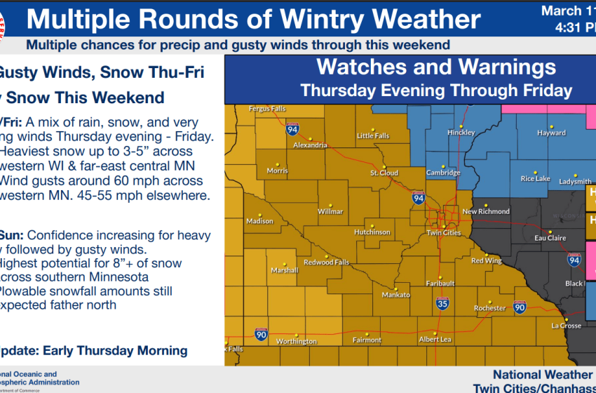  Storm parade: High winds, heavy snow north Thursday; bigger weekend storm possible – MPR News