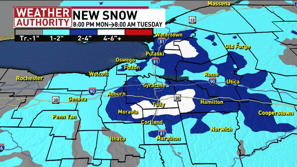 SNOWFALL FORECAST MONDAY NIGHT