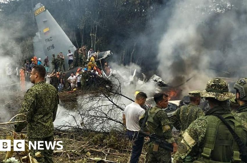  Colombian Air Force plane crashes with scores of soldiers on board – BBC