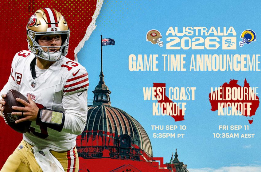  49ers to Open 2026 Season vs. Rams in Melbourne on Sept. 10