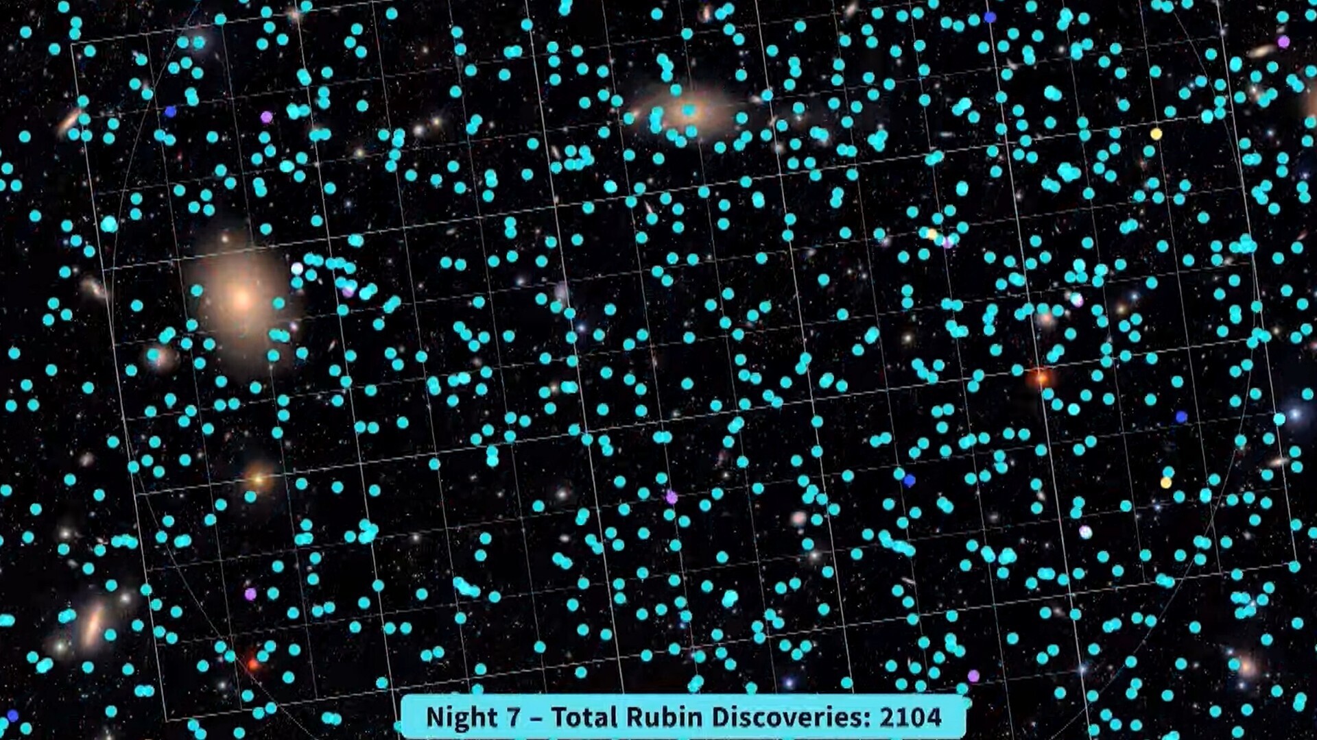 A series of dots over a dark background