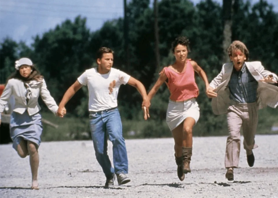 Emilio Estevez, Laura Harrington, John Short, and Yeardley Smith in ‘Maximum Overdrive’. -