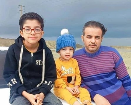 Arya Bahadori with his father Morteza and little brother Arsalan
