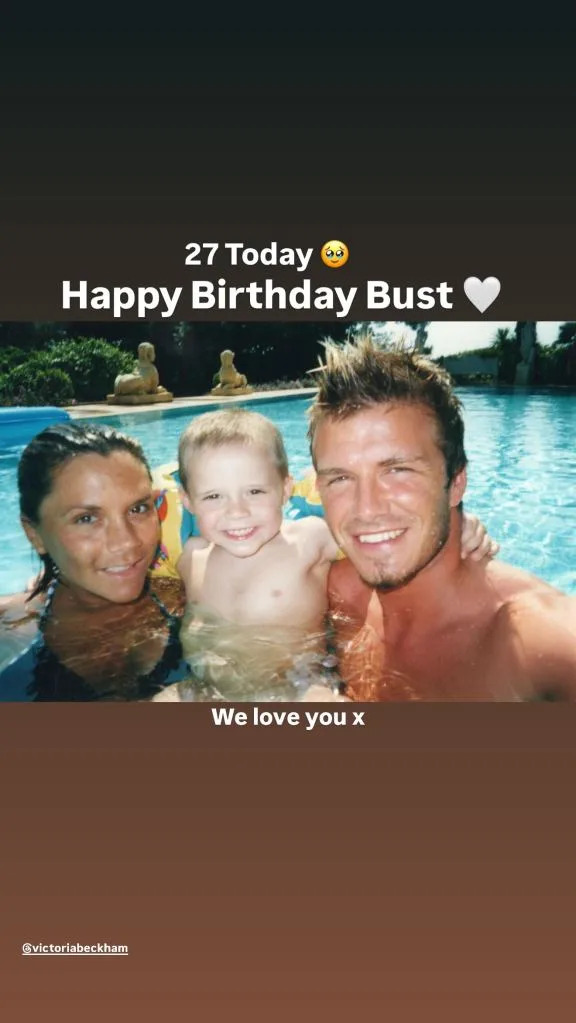 The couple posted throwback photos with their son. davidbeckham/Instagram