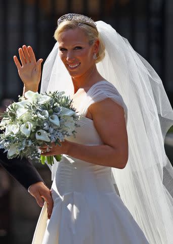 Zara Phillips departs afterher Royal wedding to Mike Tindall at Canongate Kirk on July 30, 2011 in Edinburgh,Credit: Jeff J Mitchell/Getty
