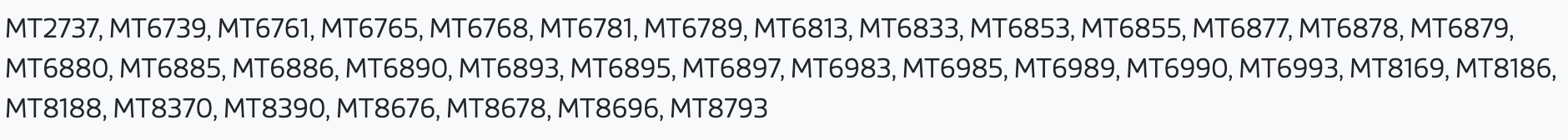 Affected MediaTek Chips