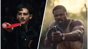 Timothee Chalamet in Marty Supreme; Michael B. Jordan in Sinners