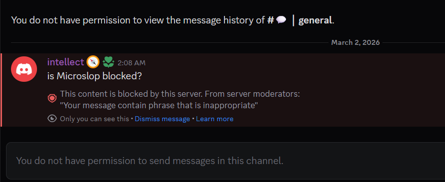 Copilot Community channel doesn't allow messages to be shown, including the history