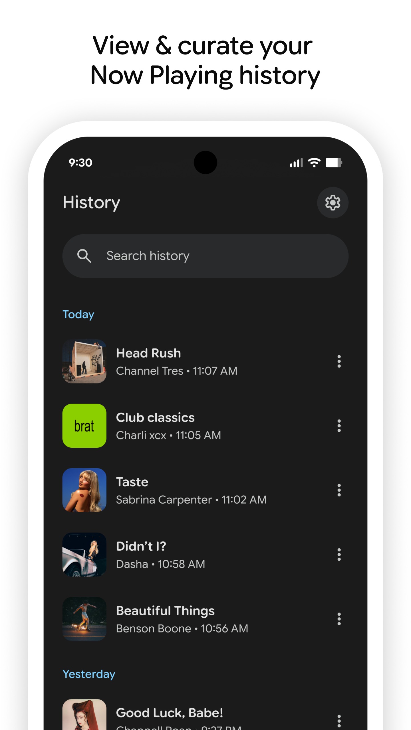 Pixel Now Playing history