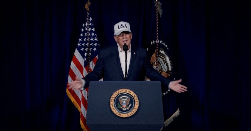 U.S. President Donald Trump speaks to announce that the U.S. had begun "major combat operations" in Iran, in an unknown location, in this screengrab from a video released February 28, 2026. Israel and the U.S. conducted strikes on Iran on Saturday, February 28, 2026. Donald Trump via Truth Social/Handout via REUTERS THIS IMAGE HAS BEEN SUPPLIED BY A THIRD PARTY     TPX IMAGES OF THE DAY