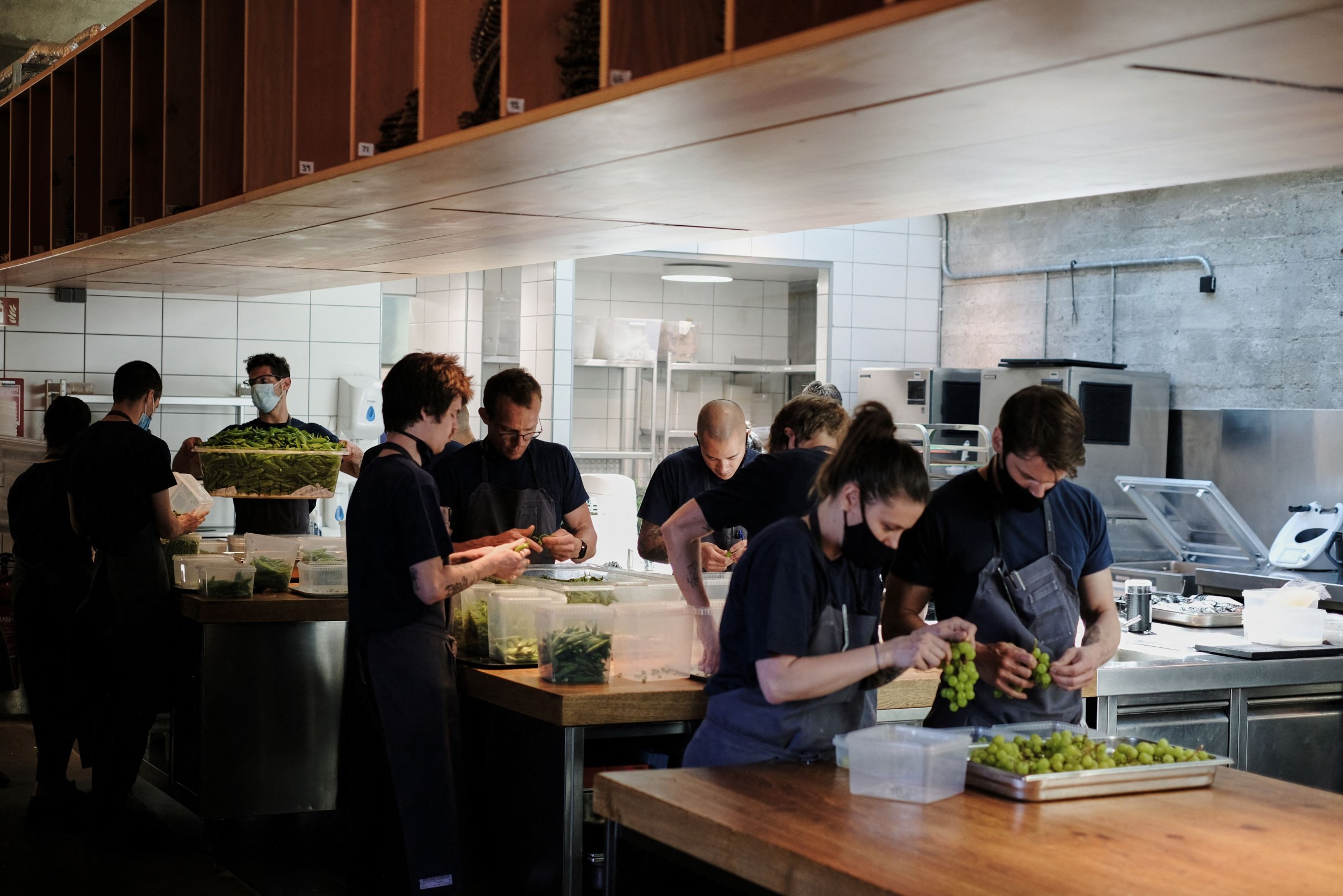 Staff working in the kitchen at Noma in 2021.