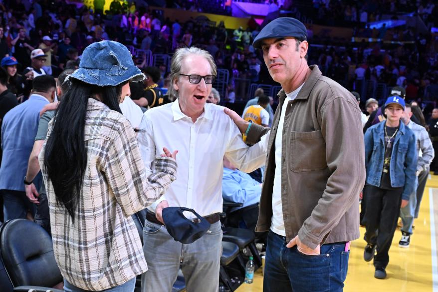 Bill Maher and Sacha Baron Cohen were at Knicks-Lakers game