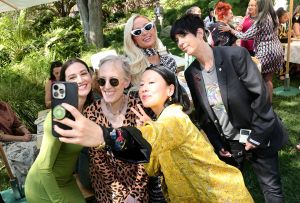 BEVERLY HILLS, CALIFORNIA - MARCH 11: (L-R) Madeline Sharafian, Gwendolyn Yates Whittle, Paris Hilton, Domee Shi and Diane Warren attend the 98th Academy Awards Luncheon For Female Nominees Hosted by Diane von Furstenberg on March 11, 2026 in Beverly Hills, California. (Photo by Emma McIntyre/Getty Images for DVF)