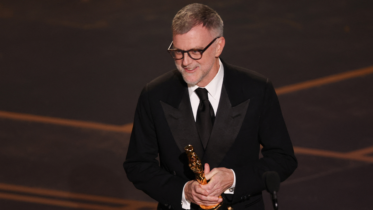 Paul Thomas Anderson accepts the Oscar for Best Writing (Adapted Screenplay) for "One Battle After Another" onstage during the 98th Annual Academy Awards at the Dolby Theatre in Hollywood, California on March 15, 2026.