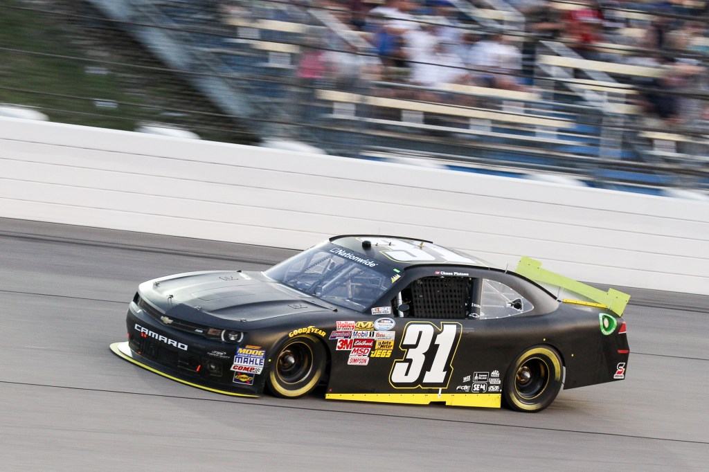 The number 31 car, driven by Chase Pistone, on the track during the NASCAR Nationwide Series US Cellular 250.