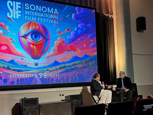 Julian Schnabel and Eugene Hernandez at the Sonoma International FIlm Festival