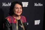 FILE - Dolores Huerta arrives at the 2025 Women in Film Honors on Thursday, Nov. 6, 2025, at The Beverly Hilton in Beverly Hills, Calif.