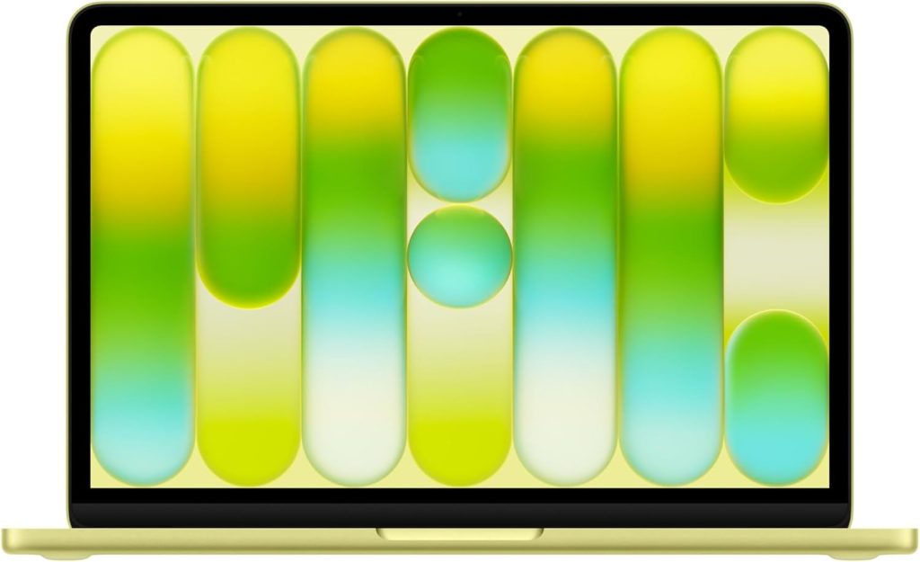 A laptop with a screen showing different colored ovals