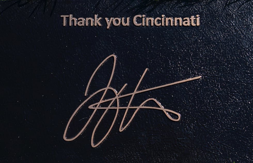 At the base of the Clock, a bronze plaque honors Votto’s contribution. The plaque reads:...