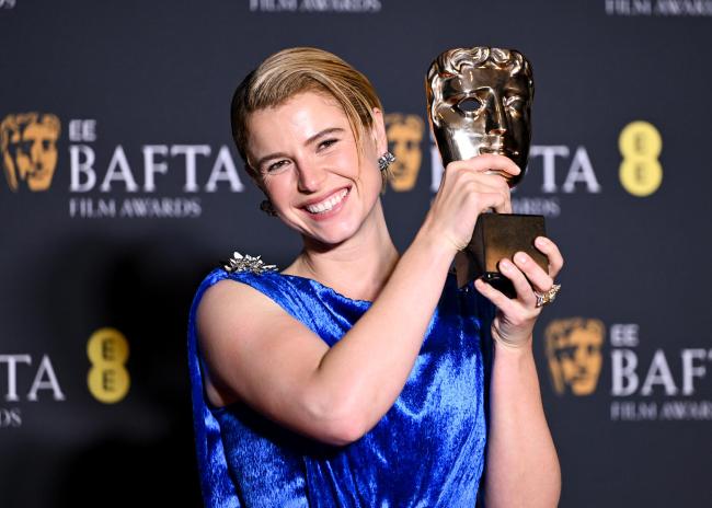 Jessie Buckley at the 2026 EE BAFTA Film Awards held at The Royal Festival Hall on February 22, 2026 in London, England.