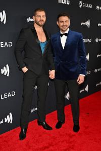 Jaymes Vaughan and Jonathan Bennett at the 37th GLAAD Media Awards held at the Beverly Hilton on March 05, 2026 in Beverly Hills, California.