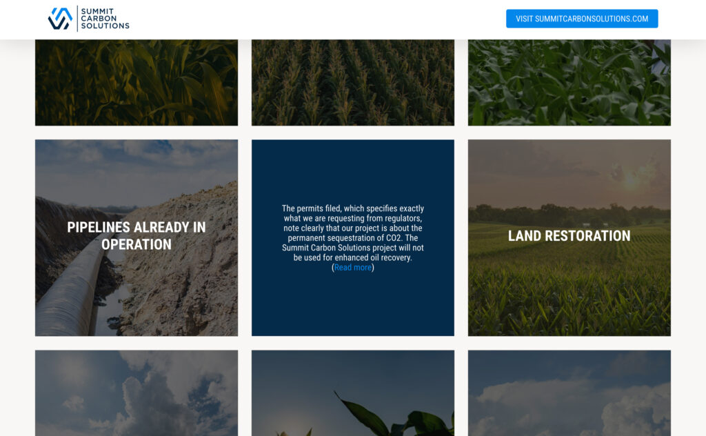 The Summit Carbon Solutions website captured in May 2023