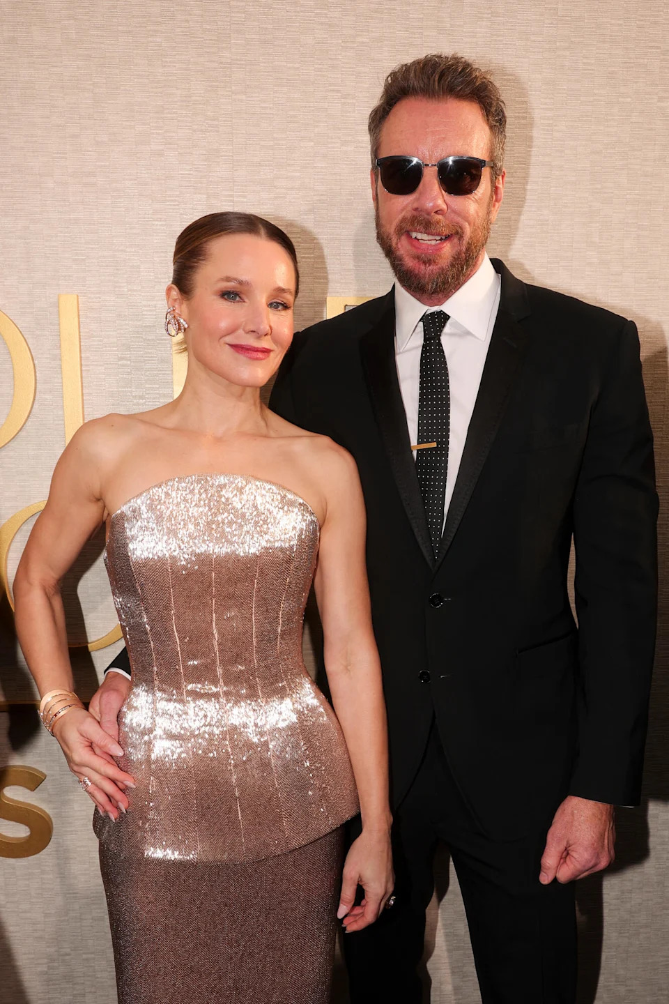 Kristen Bell, Dax Shepard during the 82nd Annual Golden Globes held at The Beverly Hilton on January 05, 2025 in Beverly Hills, California.
