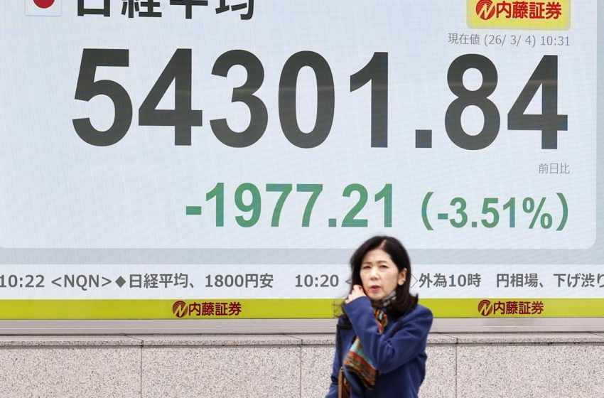  Asian shares swoon and Kospi sinks 12%, as the war with Iran widens and oil surges higher