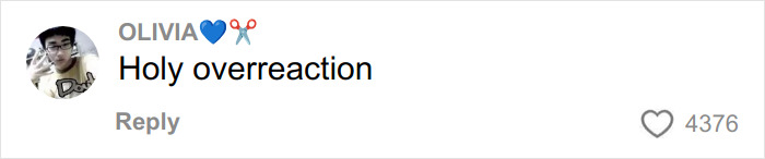 Comment reading Holy overreaction by Olivia with heart and scissors emojis, discussing Timothée Chalamet Oscar chances and arrogance.