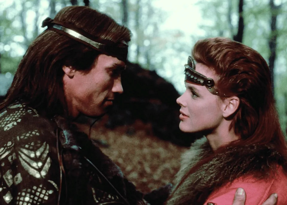 Arnold Schwarzenegger and Brigitte Nielsen in ‘Red Sonja’. -