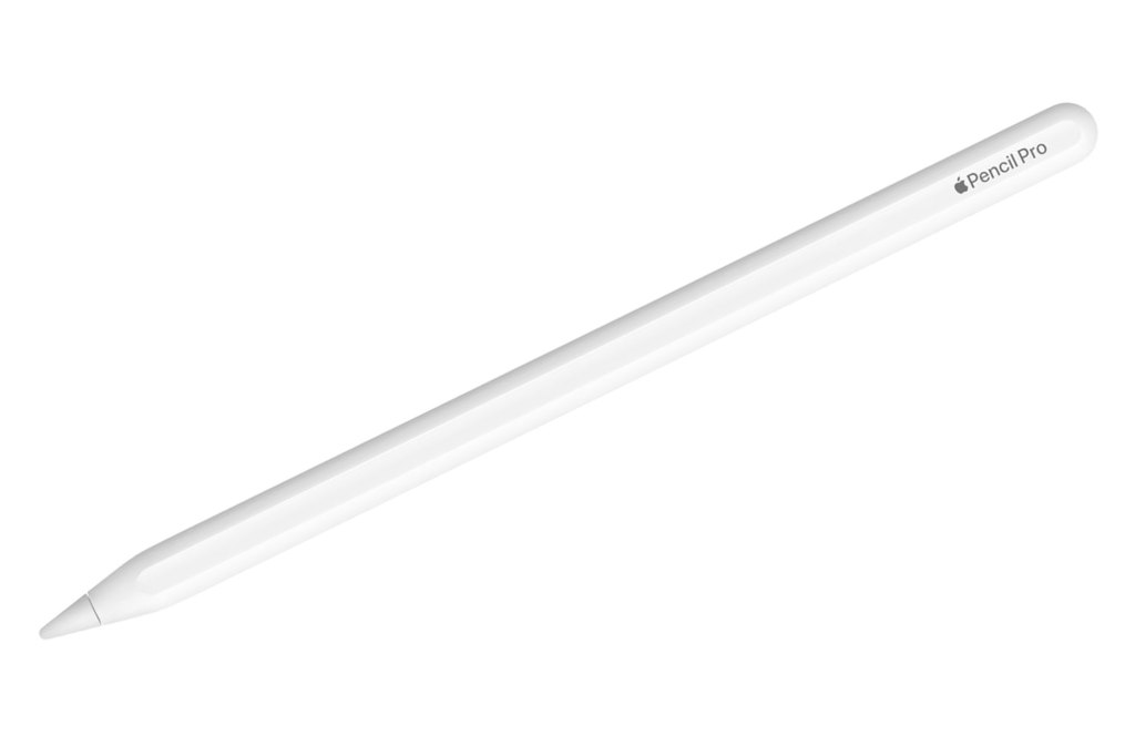 A white Apple Pencil Pro on a white background