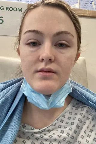 Tia Doyle was hospitalized after suffering an allergic reaction which caused her breast milk to turn greenCredit: Kennedy News and Media