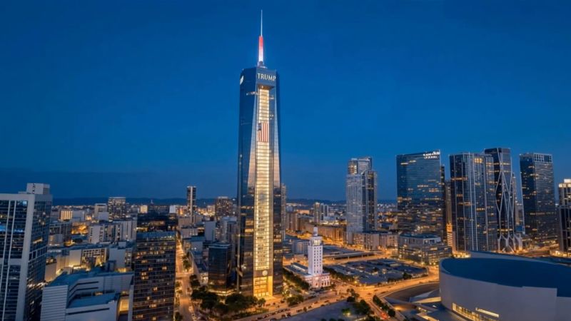  Trump shares renderings of a towering presidential library